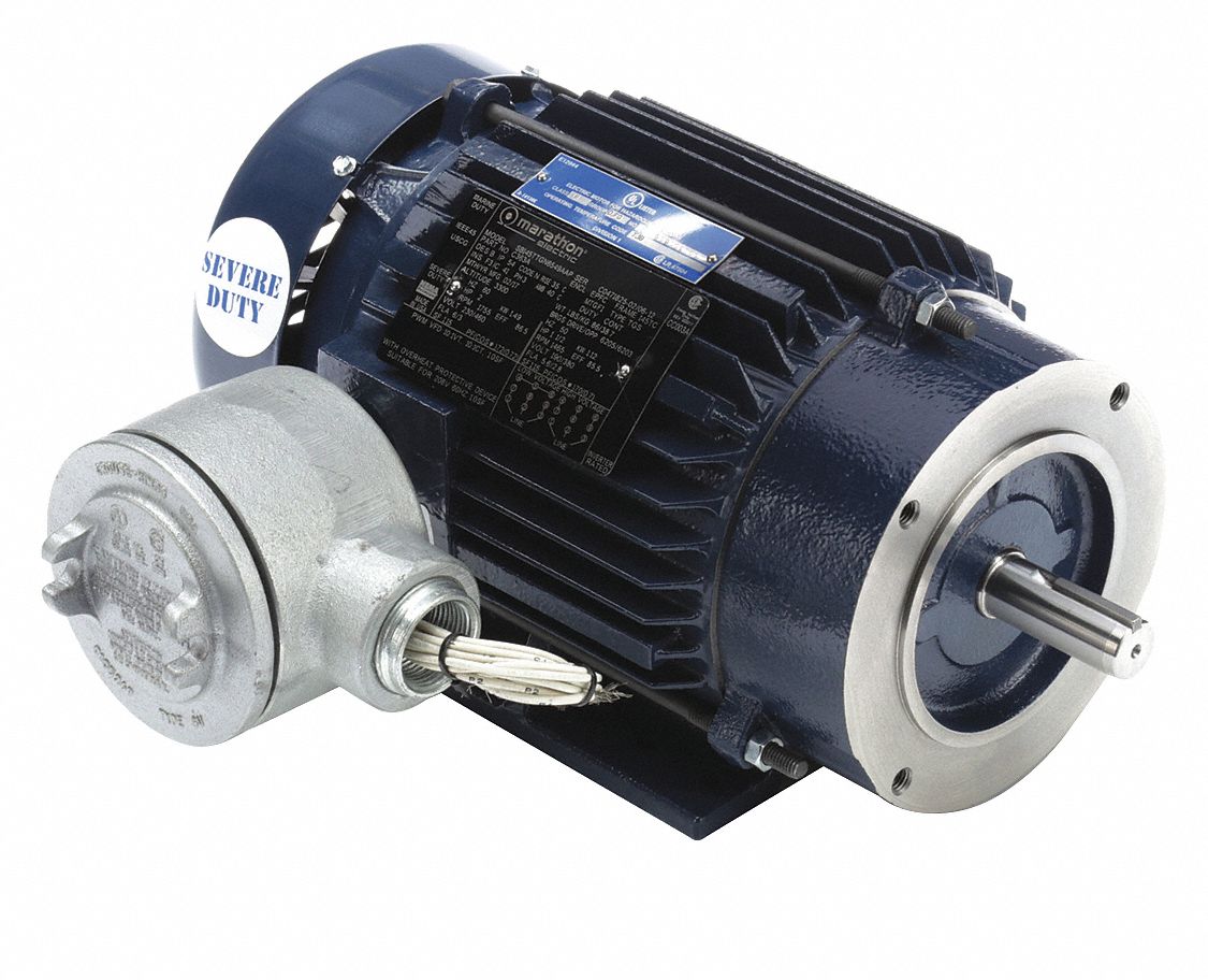 Hazardous Location Motor: Division I, Class I/Class II, C-Face/Rigid Base, 2 hp Horsepower