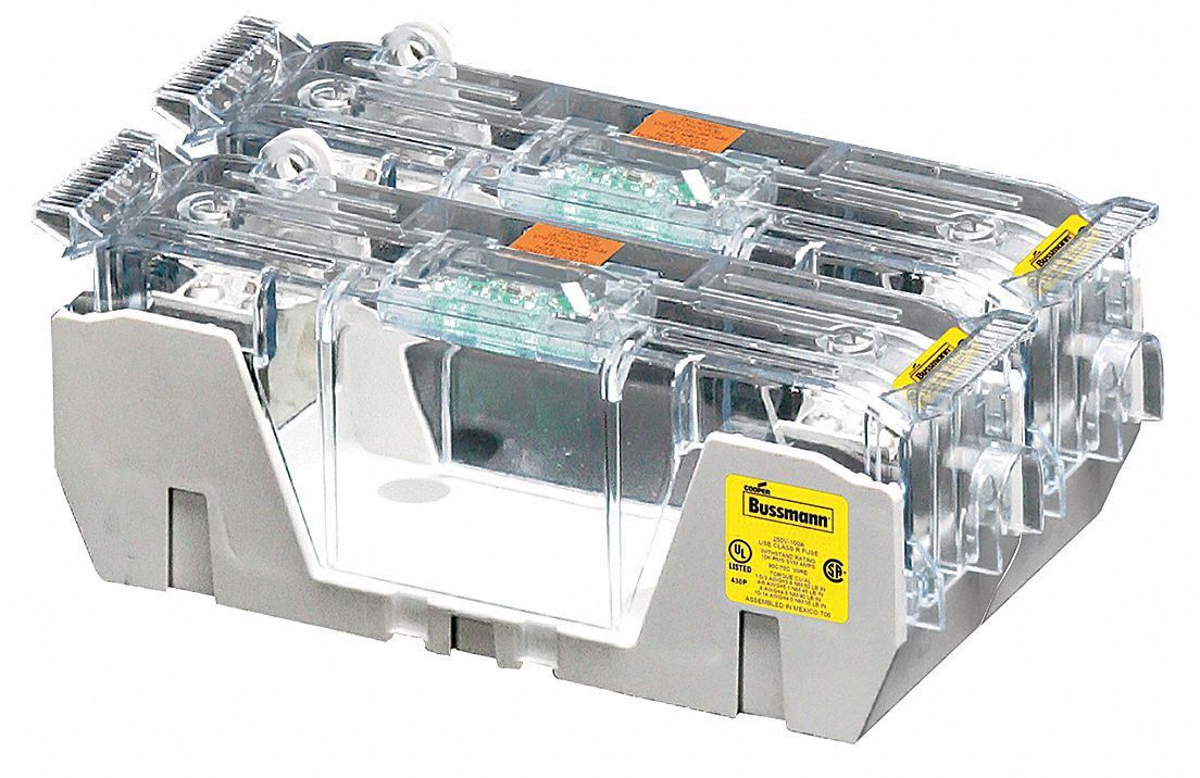 Fuse Block: Open Block Design, 2 Pole, 250 V AC, Box Lug, Non-Indicating