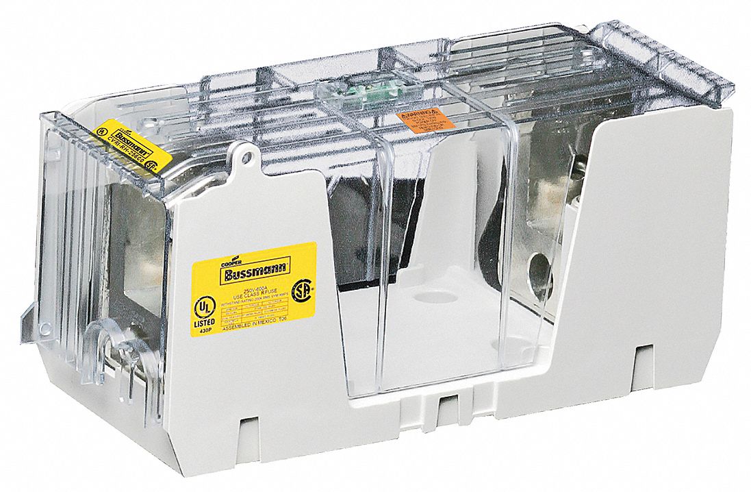 Fuse Block: Open Block Design, 1 Pole, 250 V AC, Box Lug, Non-Indicating