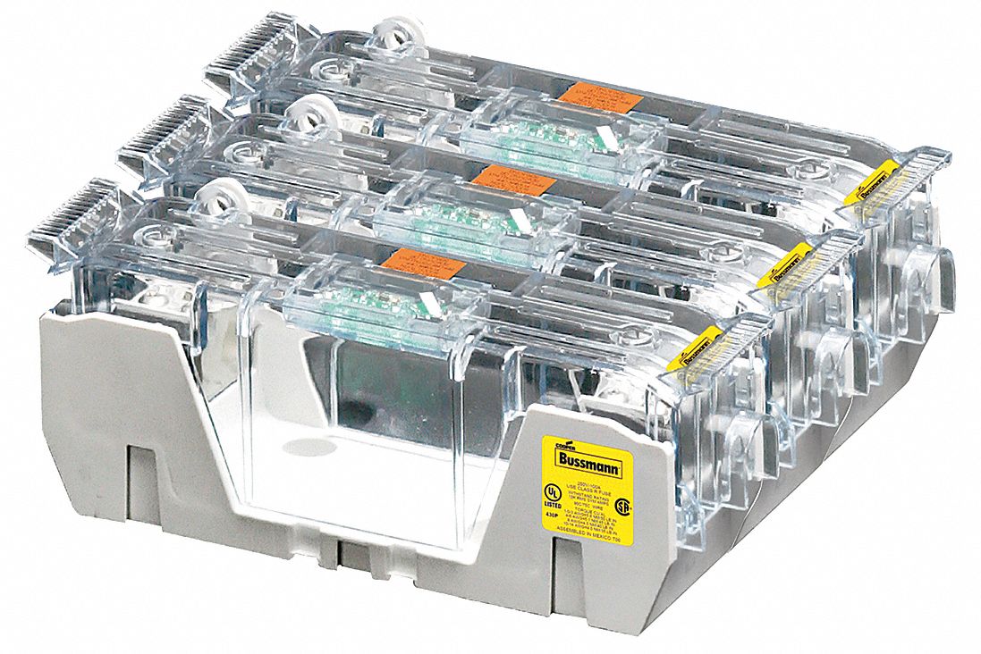 Fuse Block: Open Block Design, 3 Pole, 250 V AC, Box Lug, Non-Indicating