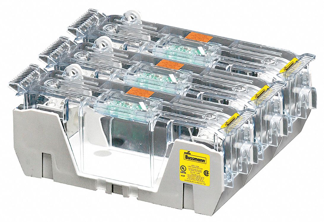 Fuse Block: Open Block Design, 3 Pole, 250 V AC, Box Lug, Non-Indicating