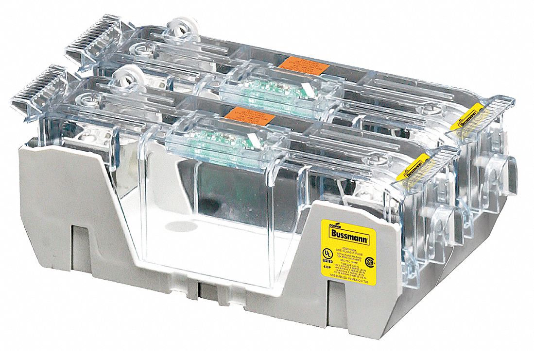 Fuse Block: Open Block Design, 2 Pole, 250 V AC, Box Lug, Non-Indicating