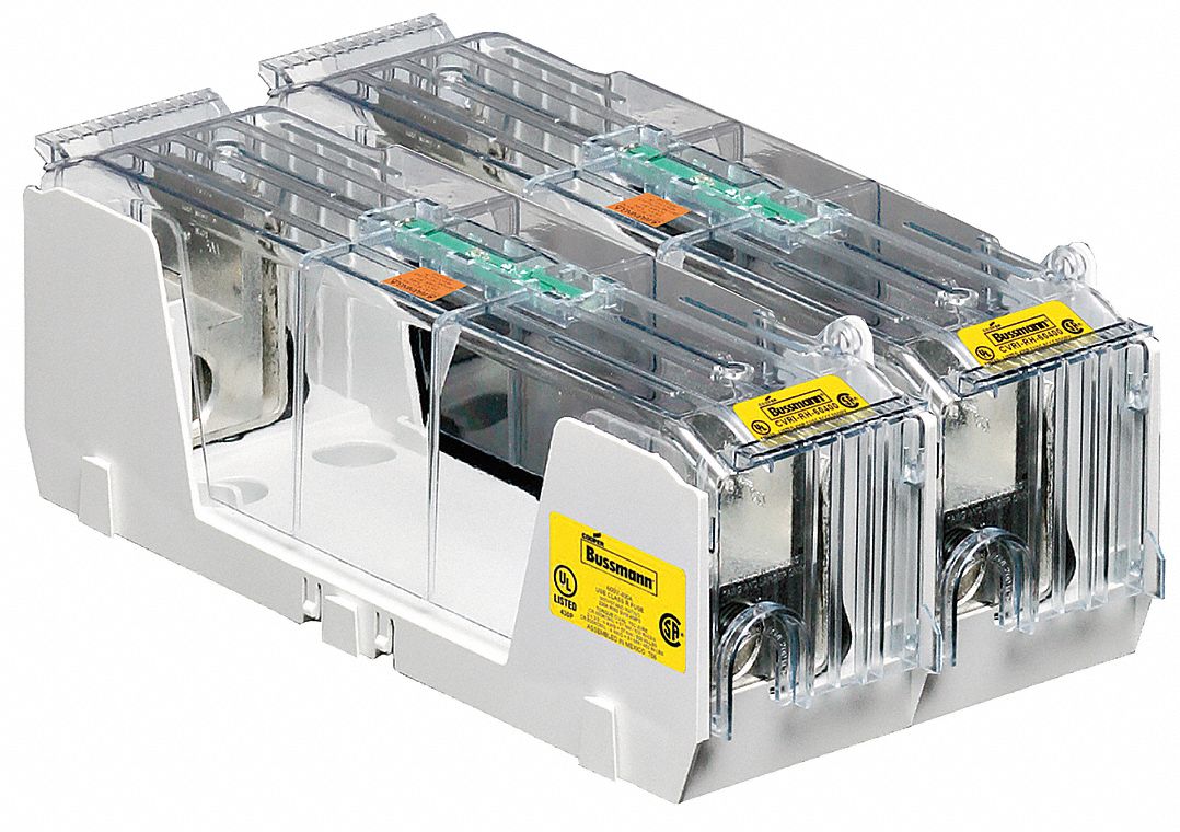 Fuse Block: Open Block Design, 2 Pole, 600 V AC, Box Lug, Non-Indicating