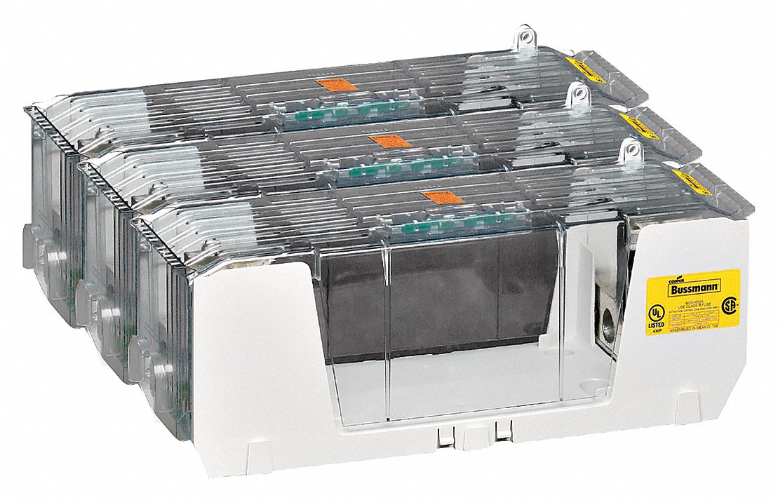 BUSSMANN Fuse Block, Industrial, 401 to 600 A, Fuse UL Class R, 600V AC