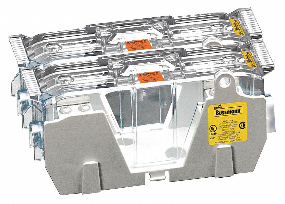 Fuse Block: Open Block Design, 2 Pole, 600 V AC, Box Lug, Non-Indicating