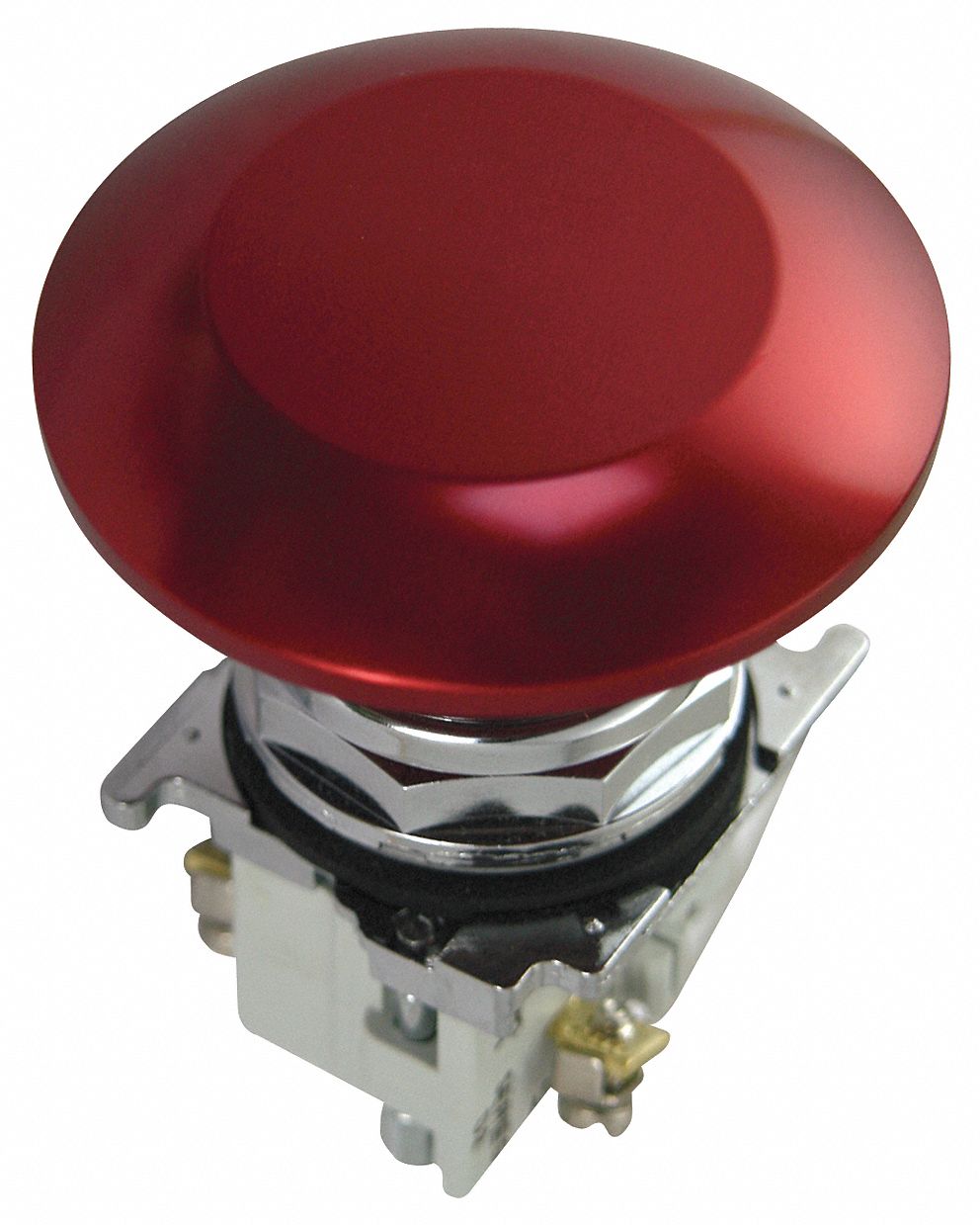 Mushroom Head Push Button: Non-Illuminated, Mushroom Head Profile, Metallic, 30 mm, 1NC