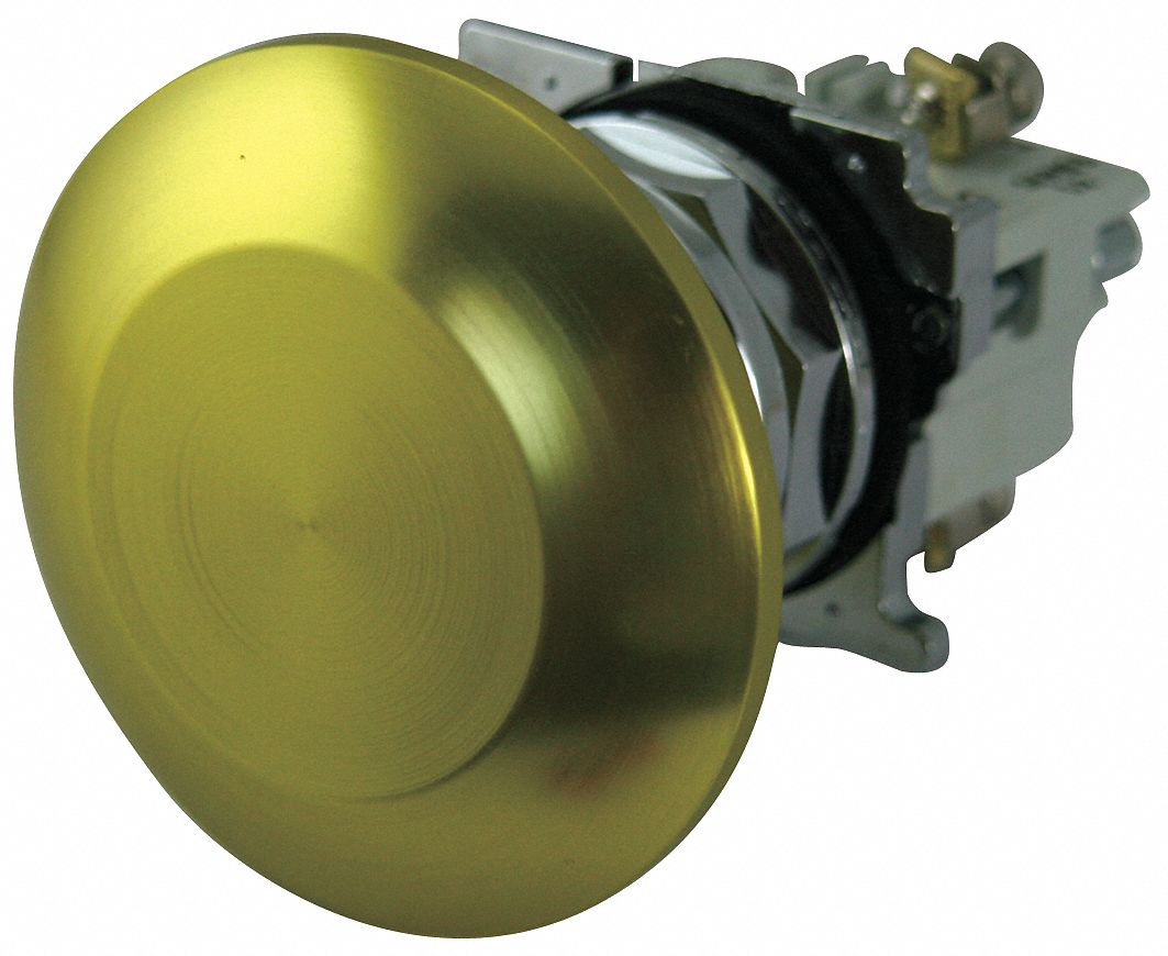 MushrmHeadPushButton, NonIllum, Yellow, 2NC