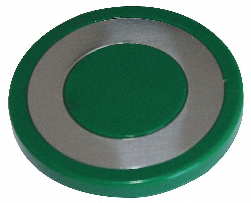 Mushroom Head: 30 mm Panel Size, Non-Illuminated, Metallic, Green