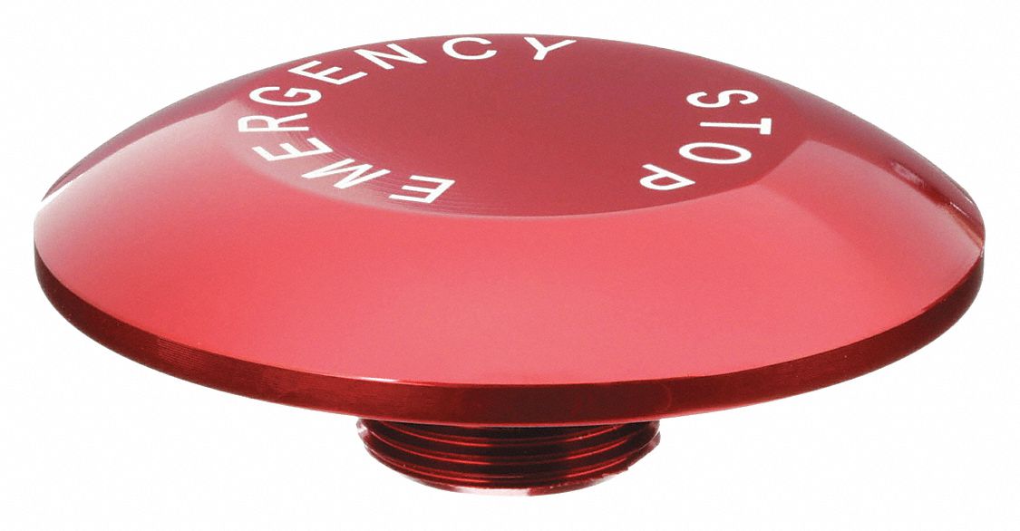 Mushroom Head: 30 mm Panel Size, Non-Illuminated, Metallic, Emergency Stop, Red