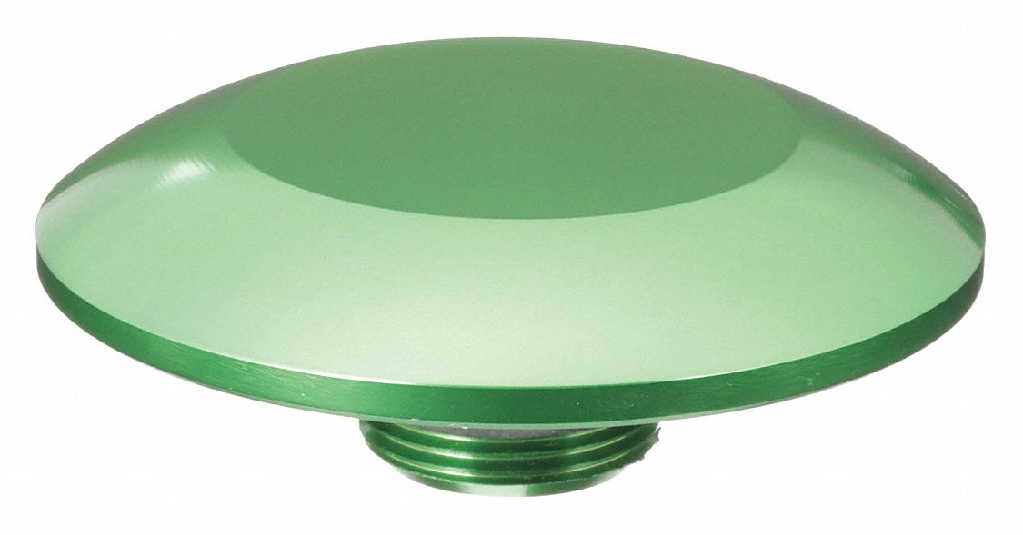 Mushroom Head: 30 mm Panel Size, Non-Illuminated, Metallic, Green