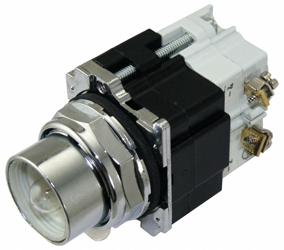 Push to Test Pilot Light Without Lens, 30mm, 12VAC/DC Voltage, Lamp Type: Incandescent