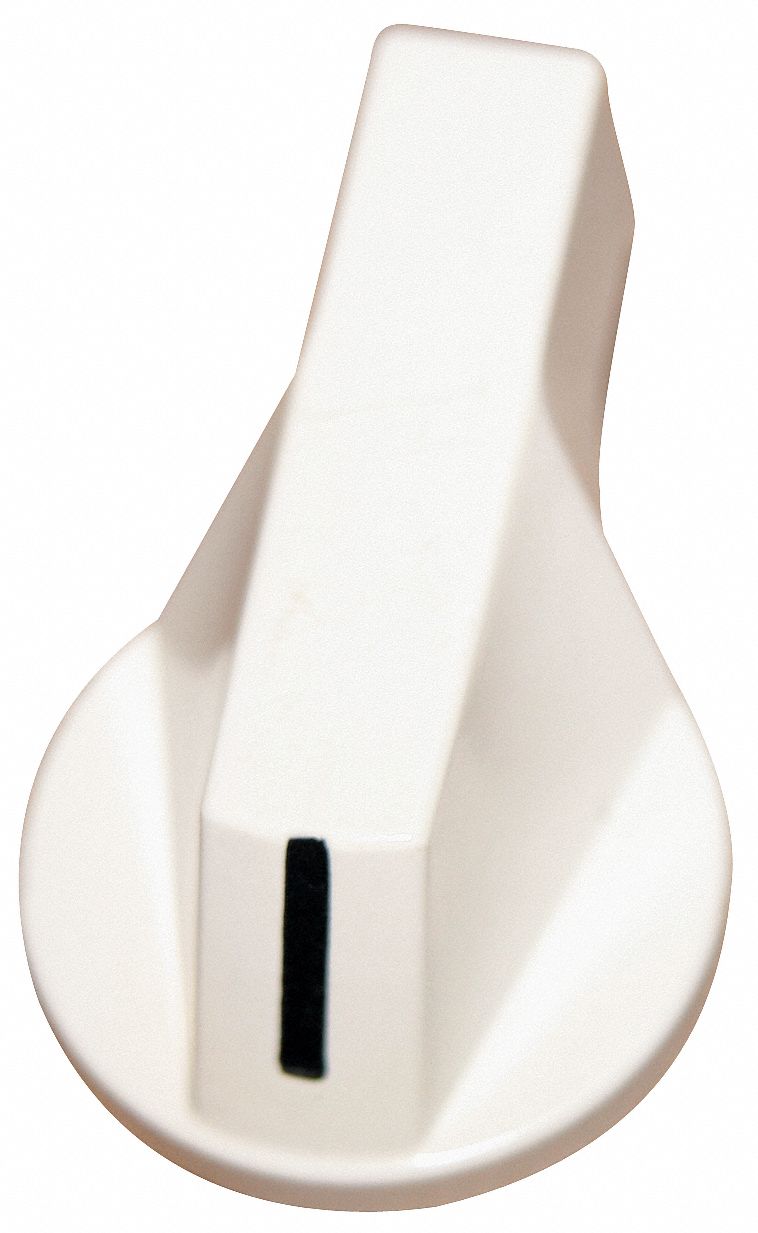 Selector Switch Knob: 30 mm Compatible Switch Size, Extended Lever, White