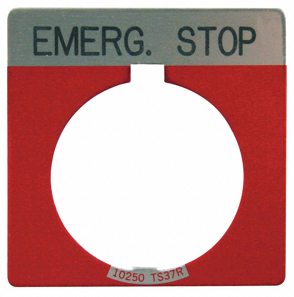 LegendPlate EmergencyStop Wht/Red Square