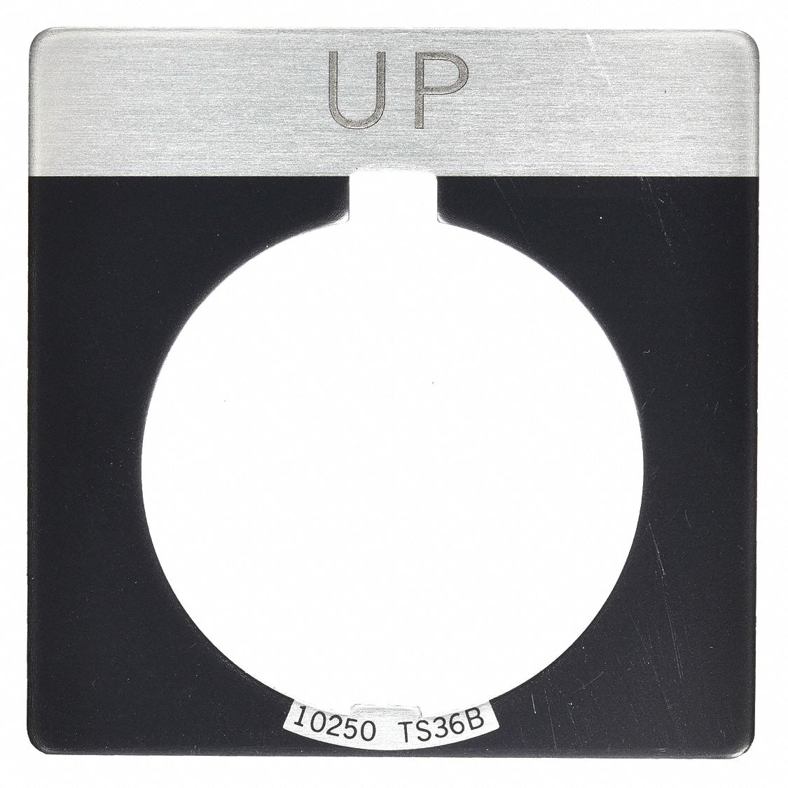 Legend Plate: 30 mm Panel Mounting Size, Square, 1 3/4 in Overall Ht x 1 3/4 in Overall Wd