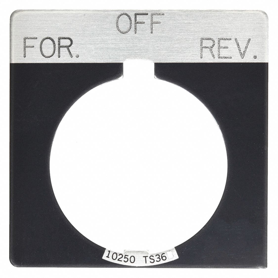 Legend Plate: 30 mm Panel Mounting Size, Square, 1 3/4 in Overall Ht x 1 3/4 in Overall Wd