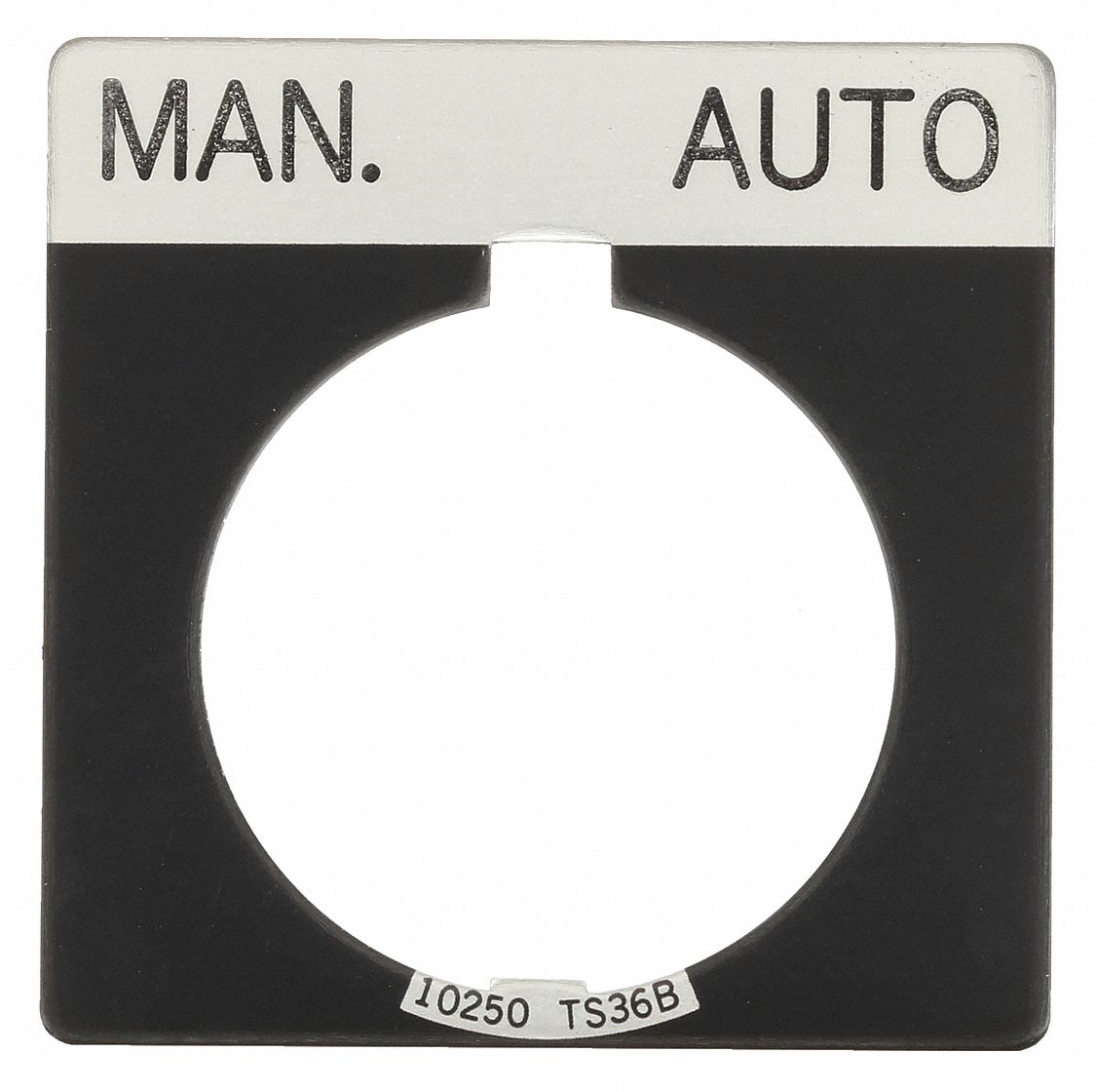 Legend Plate: 30 mm Panel Mounting Size, Square, 1 3/4 in Overall Ht x 1 3/4 in Overall Wd