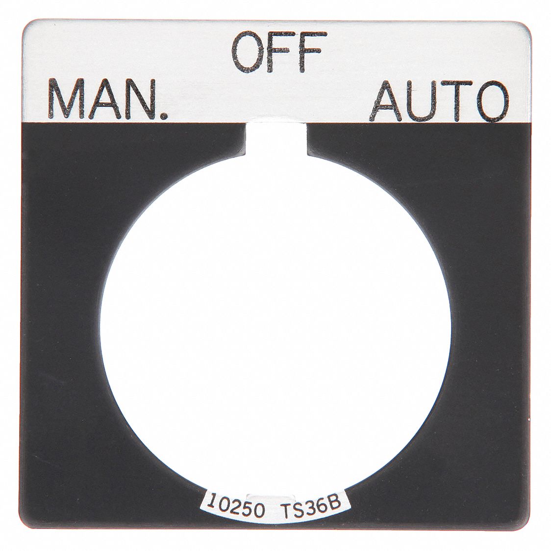 Legend Plate: 30 mm Panel Mounting Size, Square, 1 3/4 in Overall Ht x 1 3/4 in Overall Wd