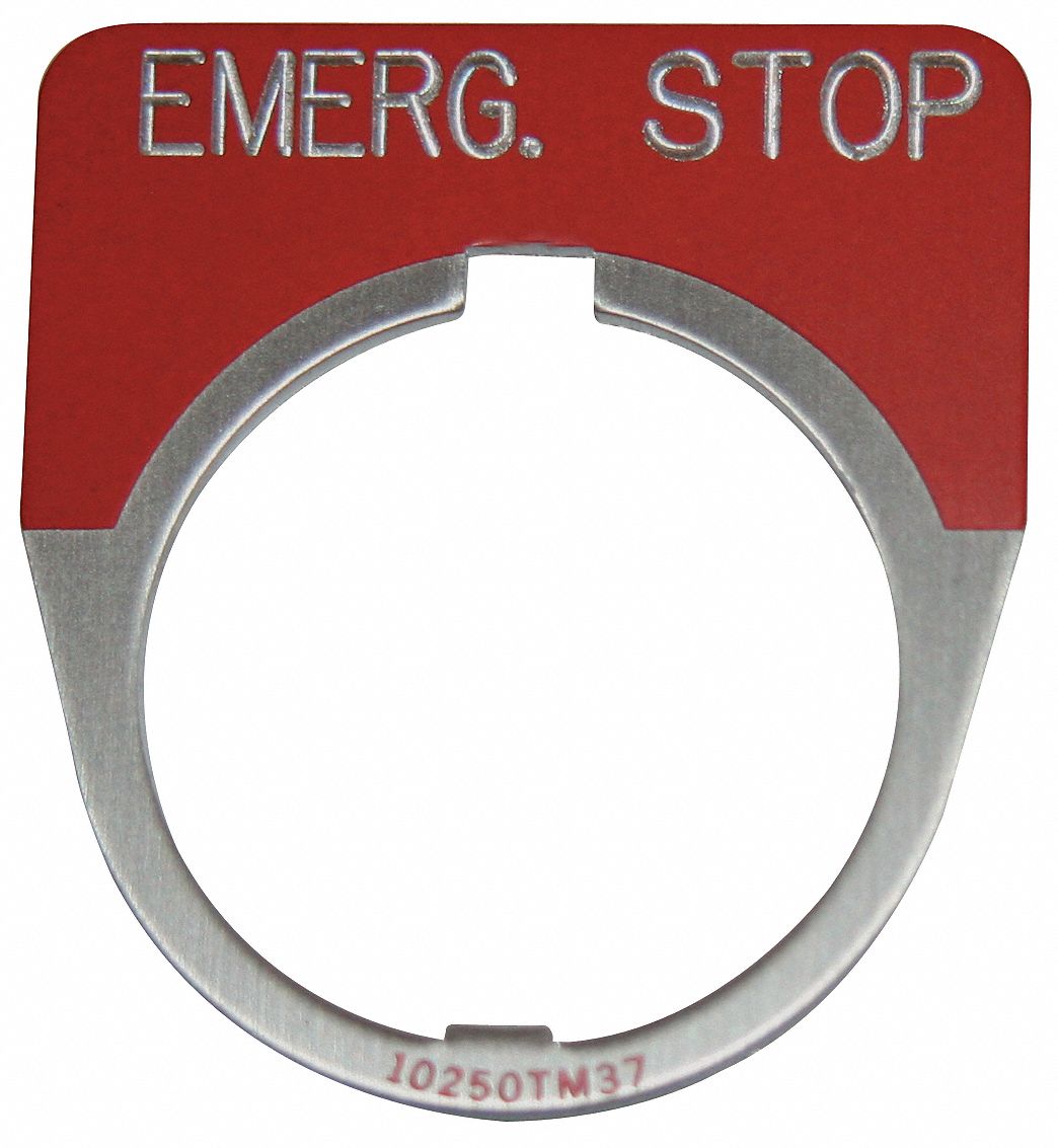 LgndPlat EmergencyStop Wht/Blk HalfRound
