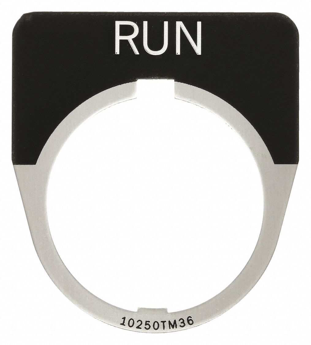 Legend Plate: 30 mm Panel Mounting Size, Half-Round, 1 5/8 in Overall Wd, For Series 10250T