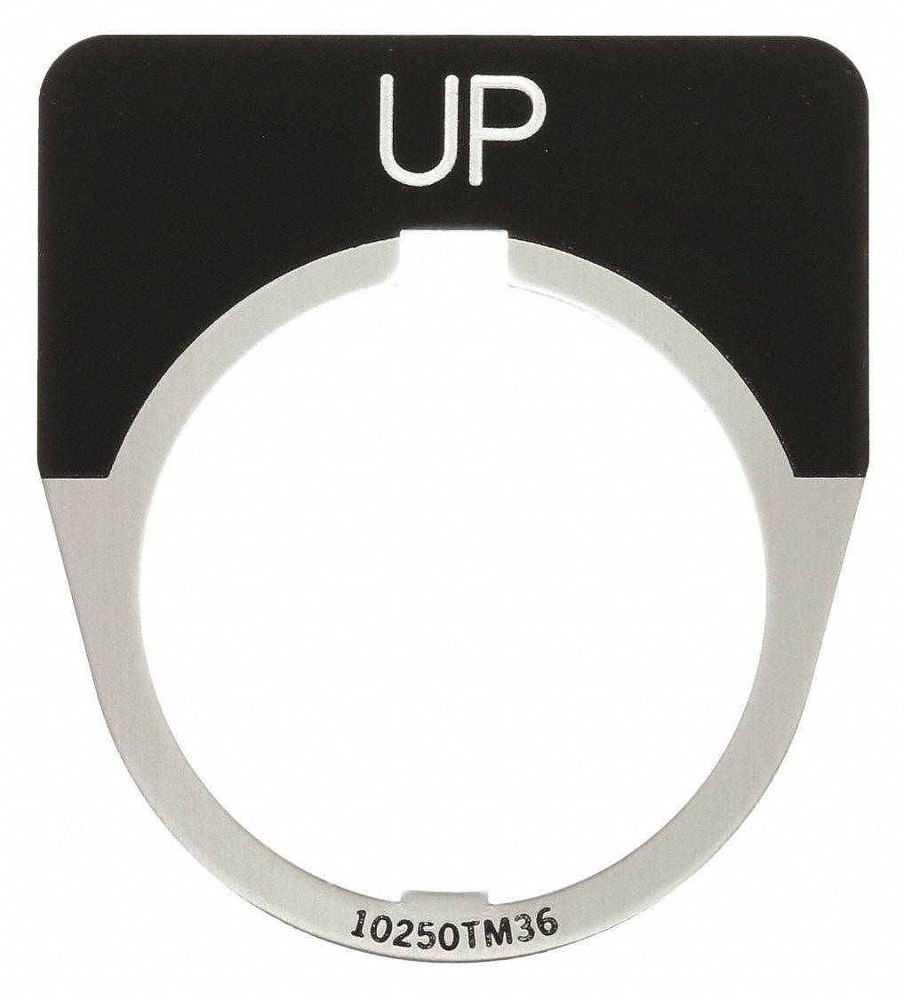 Legend Plate: 30 mm Panel Mounting Size, Half-Round, 1 5/8 in Overall Wd, For Series 10250T