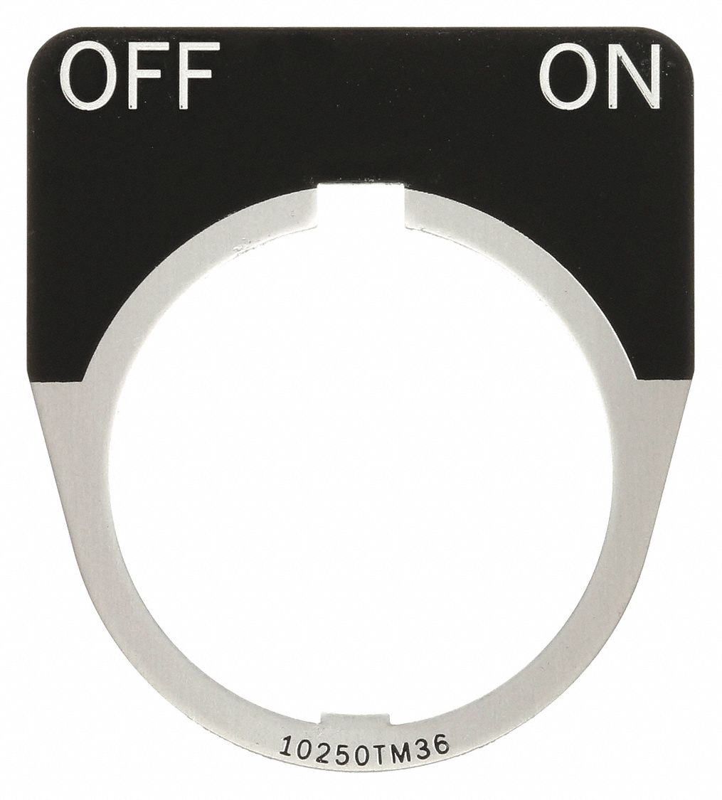 Legend Plate: 30 mm Panel Mounting Size, Half-Round, 1 13/16 in Overall Ht x 1 3/4 in Overall Wd