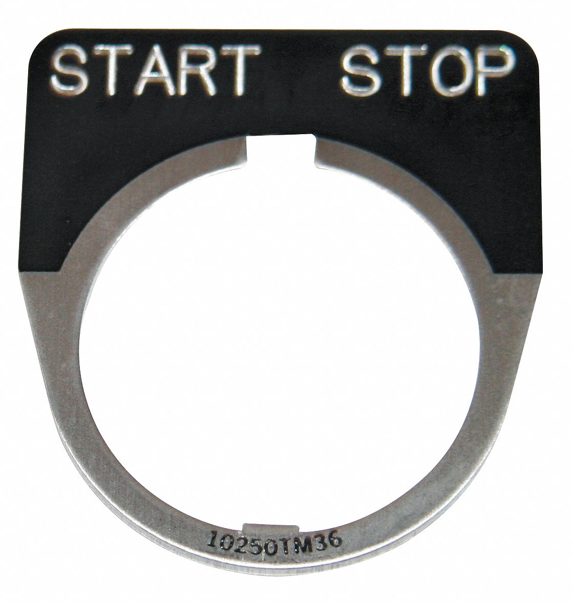 LegendPlate StartStop Wht/Blk HalfRound