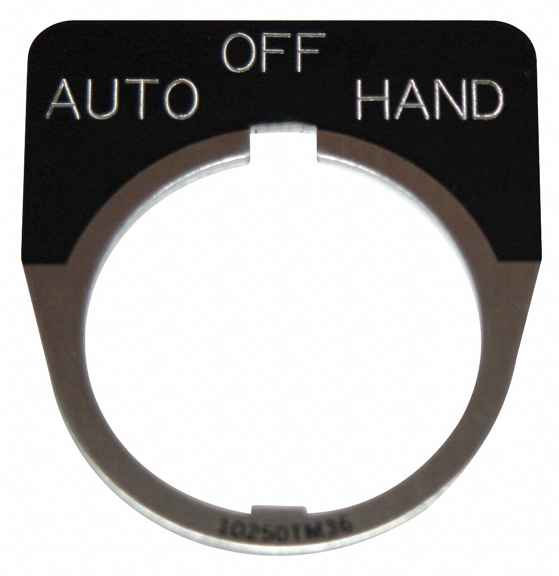 30mm 1/2 Round Auto-Off-Hand Legend Plate, Aluminum, Black