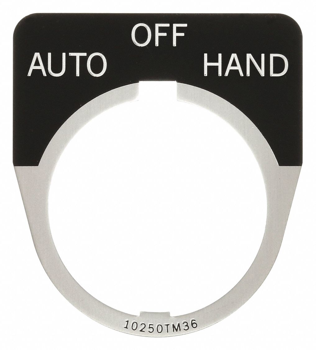 Legend Plate: 30 mm Panel Mounting Size, Half-Round, 1 5/8 in Overall Wd, For Series 10250T