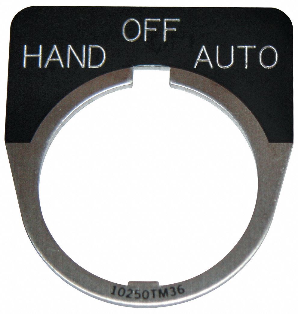 LegndPlate HandOffAuto Wht/Blk HalfRound