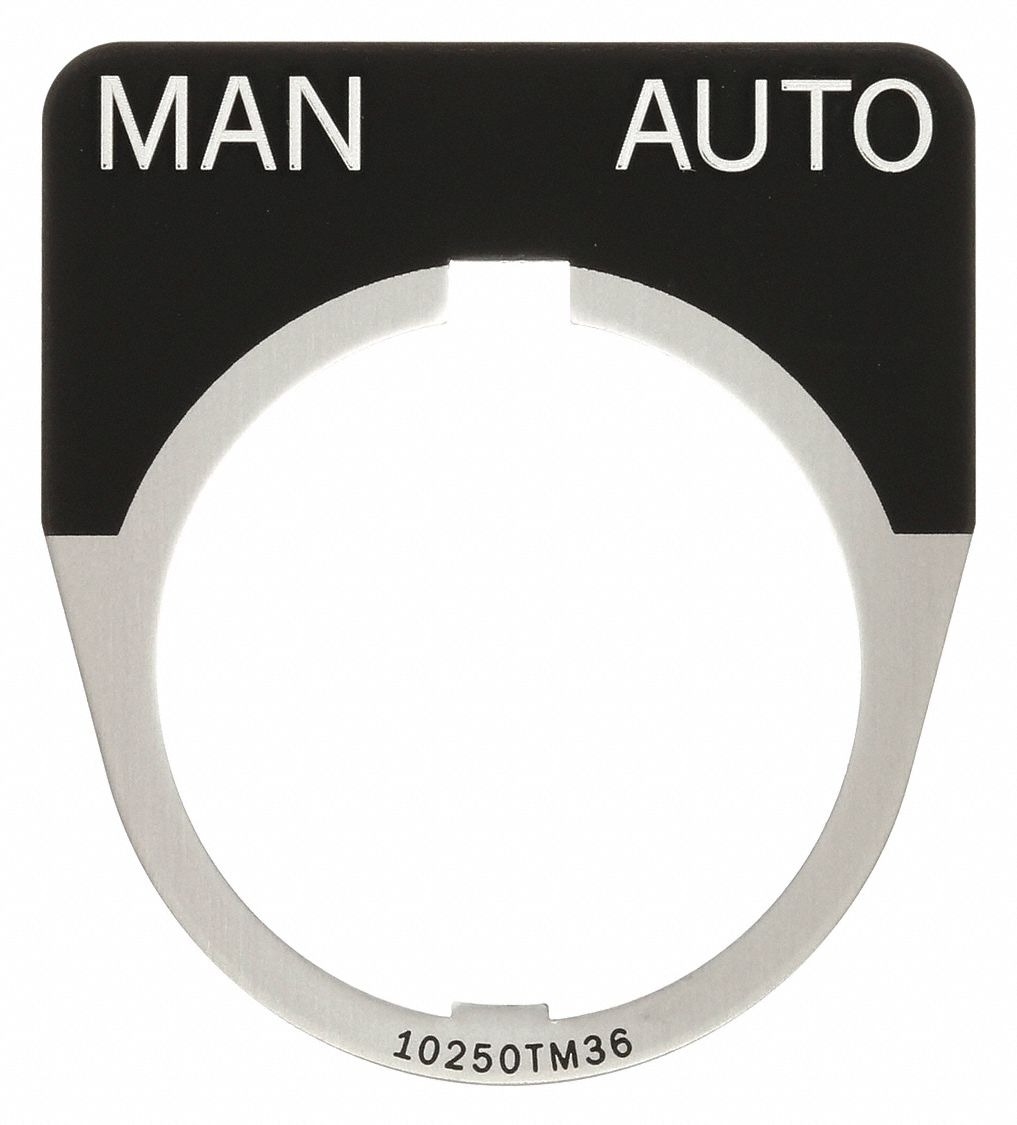 Legend Plate: 30 mm Panel Mounting Size, Half-Round, 1 5/8 in Overall Wd, For Series 10250T