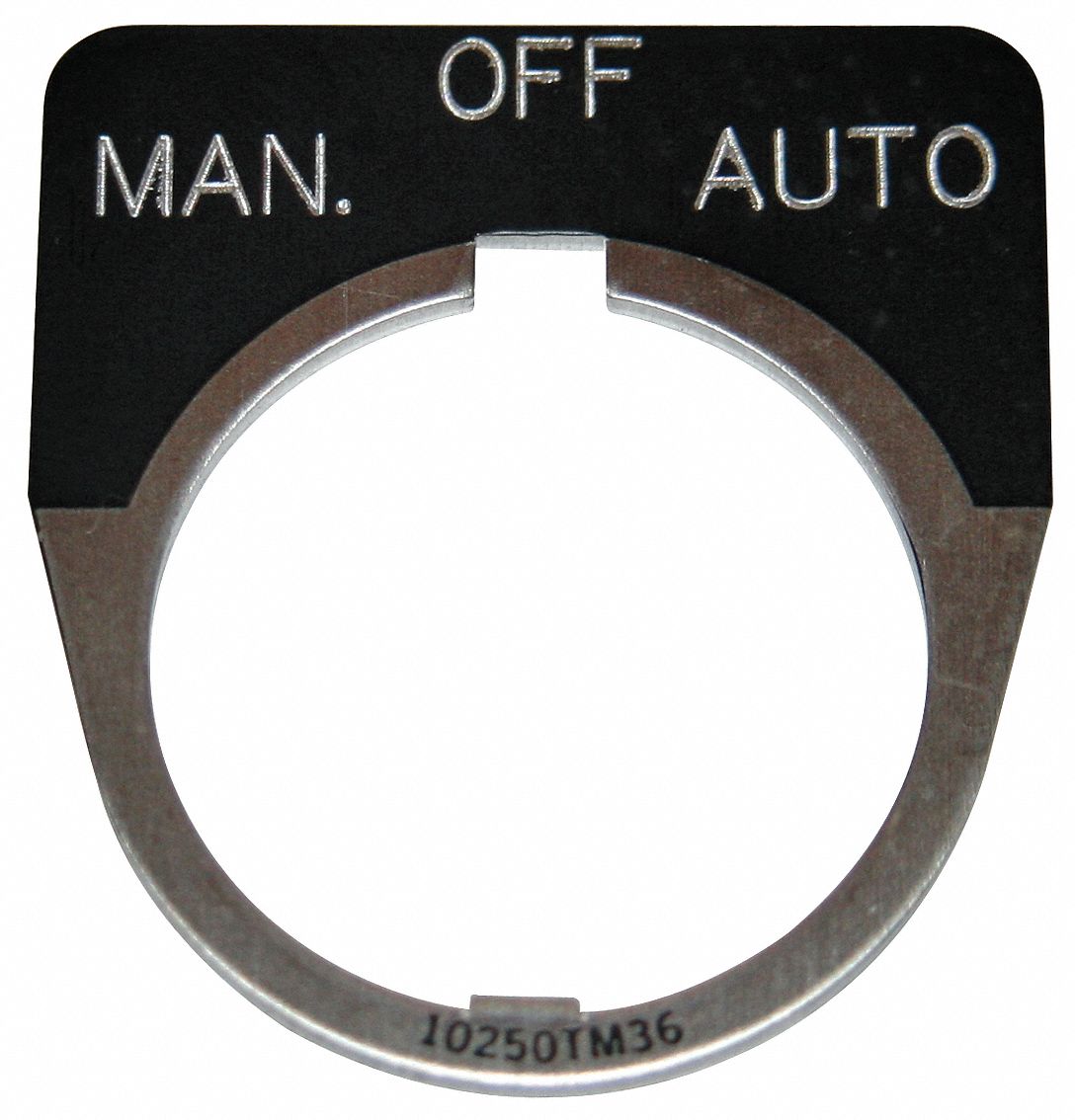 LegendPlate ManOffAuto Wht/Blk HalfRound