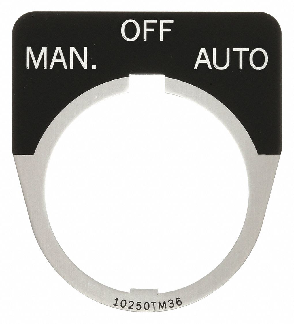 Legend Plate: 30 mm Panel Mounting Size, Half-Round, 1 5/8 in Overall Wd, For Series 10250T