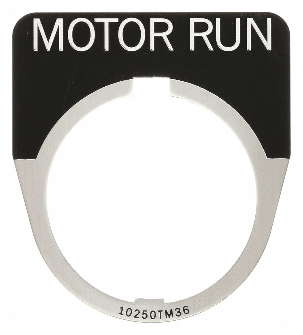 Legend Plate: 30 mm Panel Mounting Size, Half-Round, 1 3/4 in Overall Ht x 1 3/4 in Overall Wd