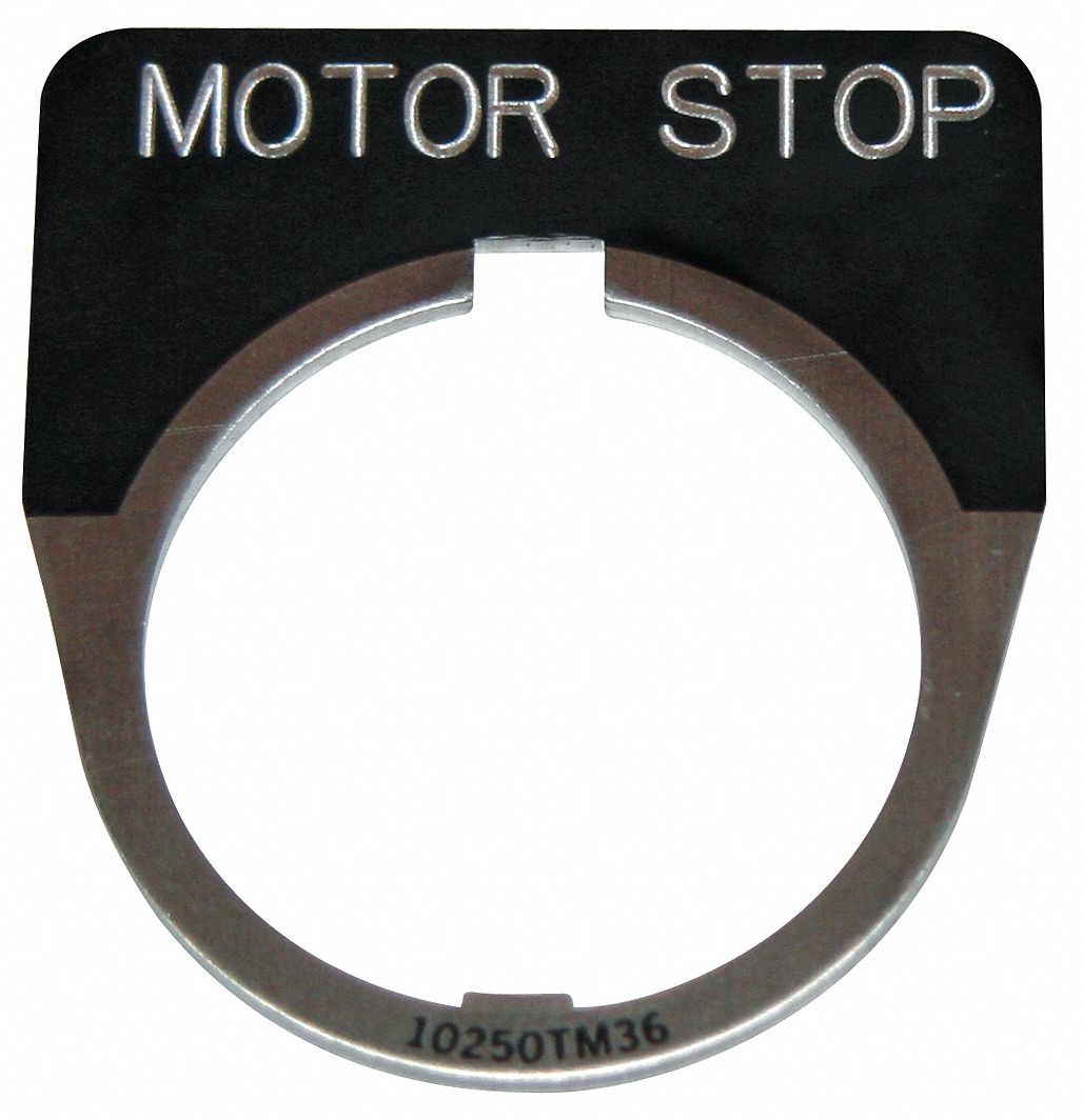 LegendPlate MotorStop Wht/Blk HalfRound