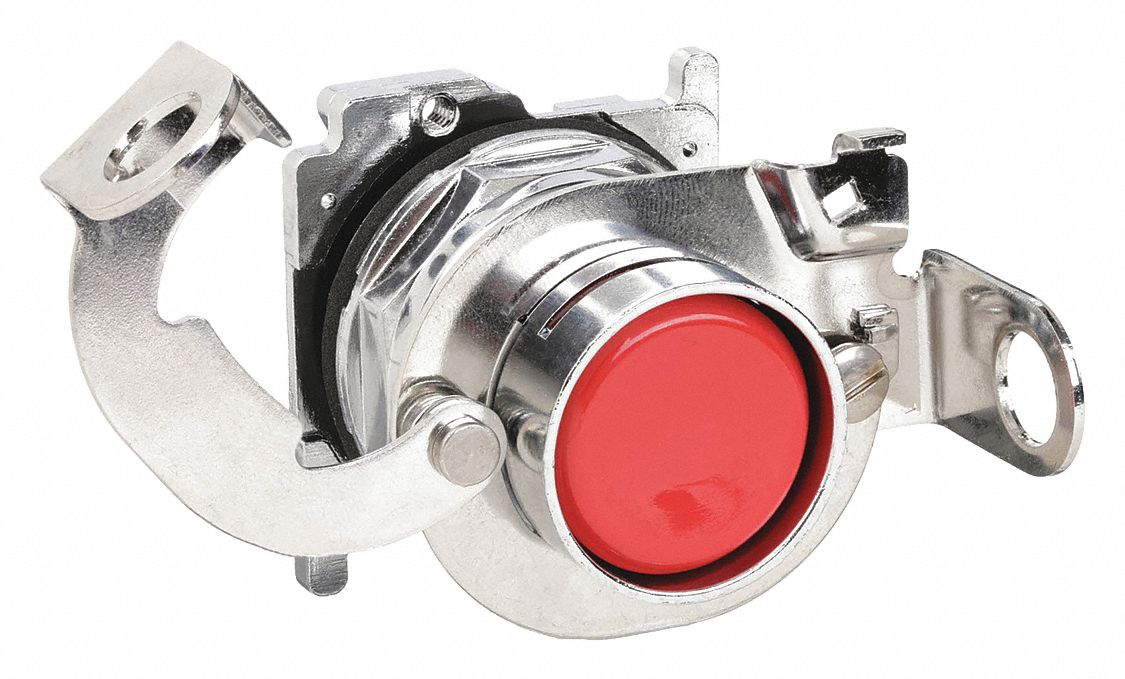 Padlock Attachment: 30 mm Panel Mounting Dia, Flush Push Buttons, Red, 10250T