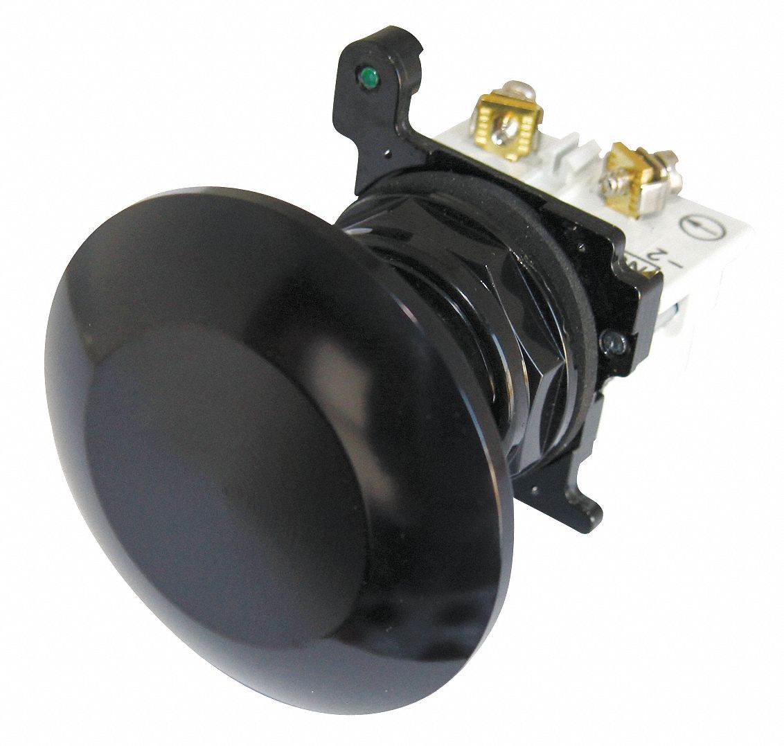 Mushroom Head Push Button: Non-Illuminated, Mushroom Head Profile, Metallic, 30 mm, 1NO/1NC