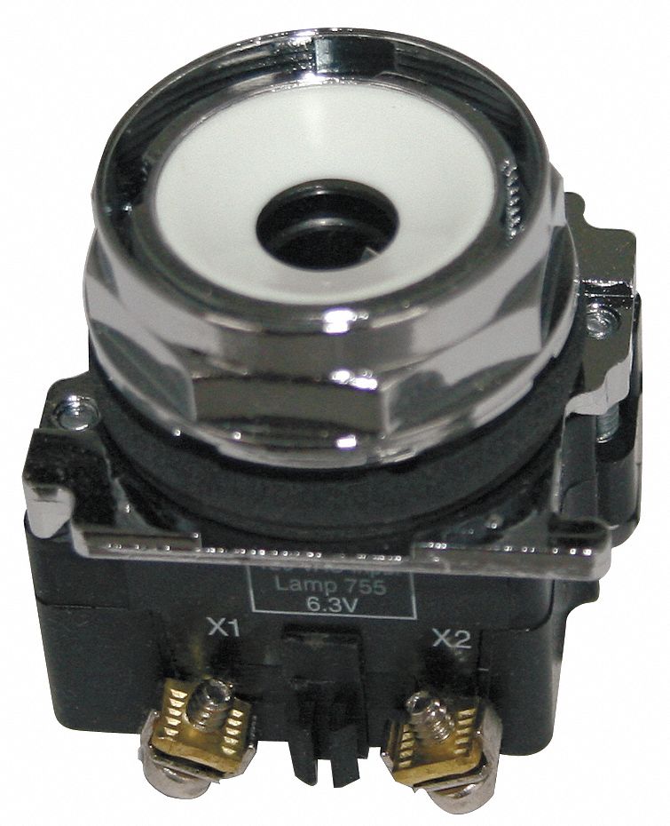 Pilot Light Without Lens, 30mm, 120VAC Voltage, Lamp Type: LED, Terminal Connection: Pressure Plate