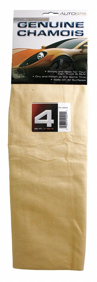 Full Skin Chamois: Chamois, Sheepskin, Beige, All Surfaces, 1/2 in Overall Wd
