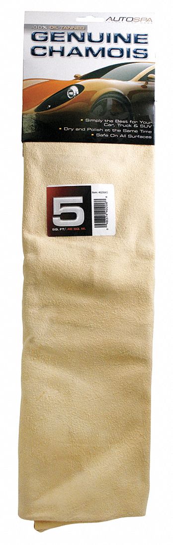 Full Skin Chamois: Chamois, Sheepskin, Beige, All Surfaces, 5 3/4 in Overall Wd