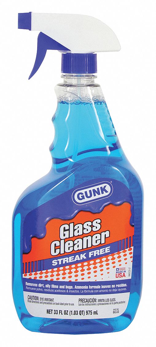 GUNK Glass Cleaner, 33 oz Cleaner Container Size, Hard Nonporous