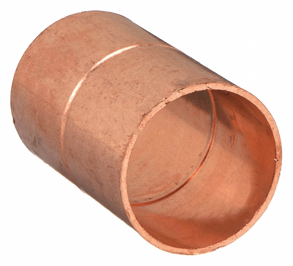 COUPLING WITH STOP: WROT COPPER, CUP X CUP, 1 IN X 1 IN COPPER TUBE SIZE