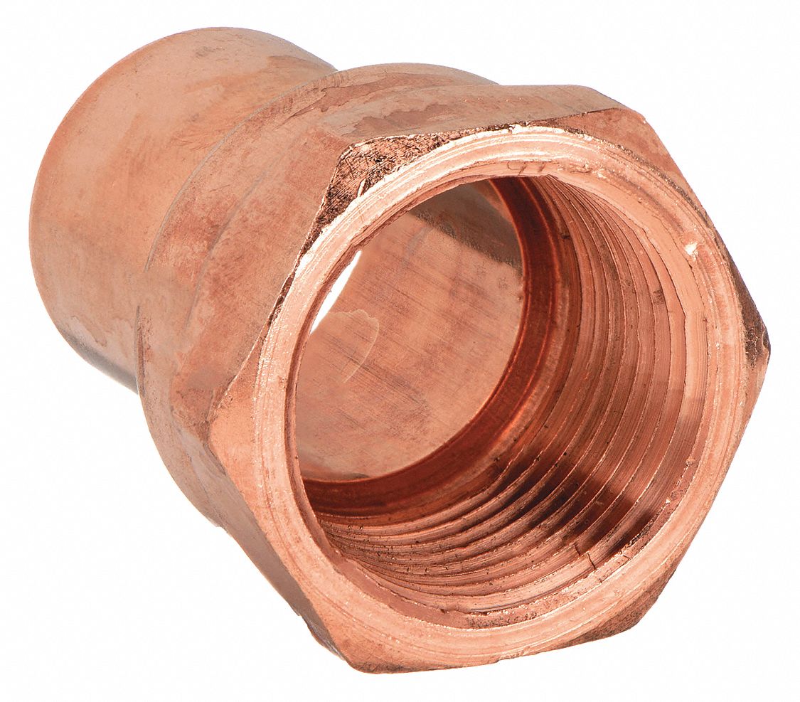 Sweat Fitting Adapter: 1 1/2 in CTS x 1 1/2 in Pipe, FTG x FNPT, Wrot Copper