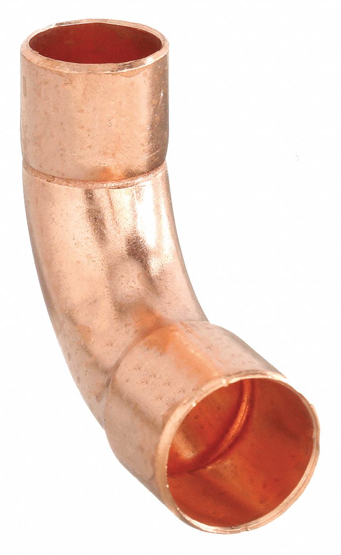 Sweat Fitting Elbow: 1 1/4 in CTS x 1 in CTS, Cup x FTG, Wrot Copper