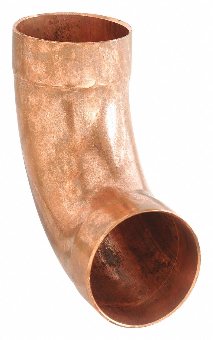 Sweat Fitting Elbow: 1 1/2 in CTS x 1 1/2 in CTS, Cup x FTG, Wrot Copper