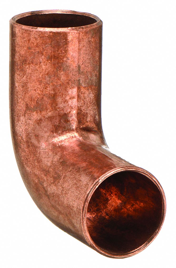 Sweat Fitting Elbow: 1/2 in CTS x 1/2 in CTS, FTG x FTG, Wrot Copper