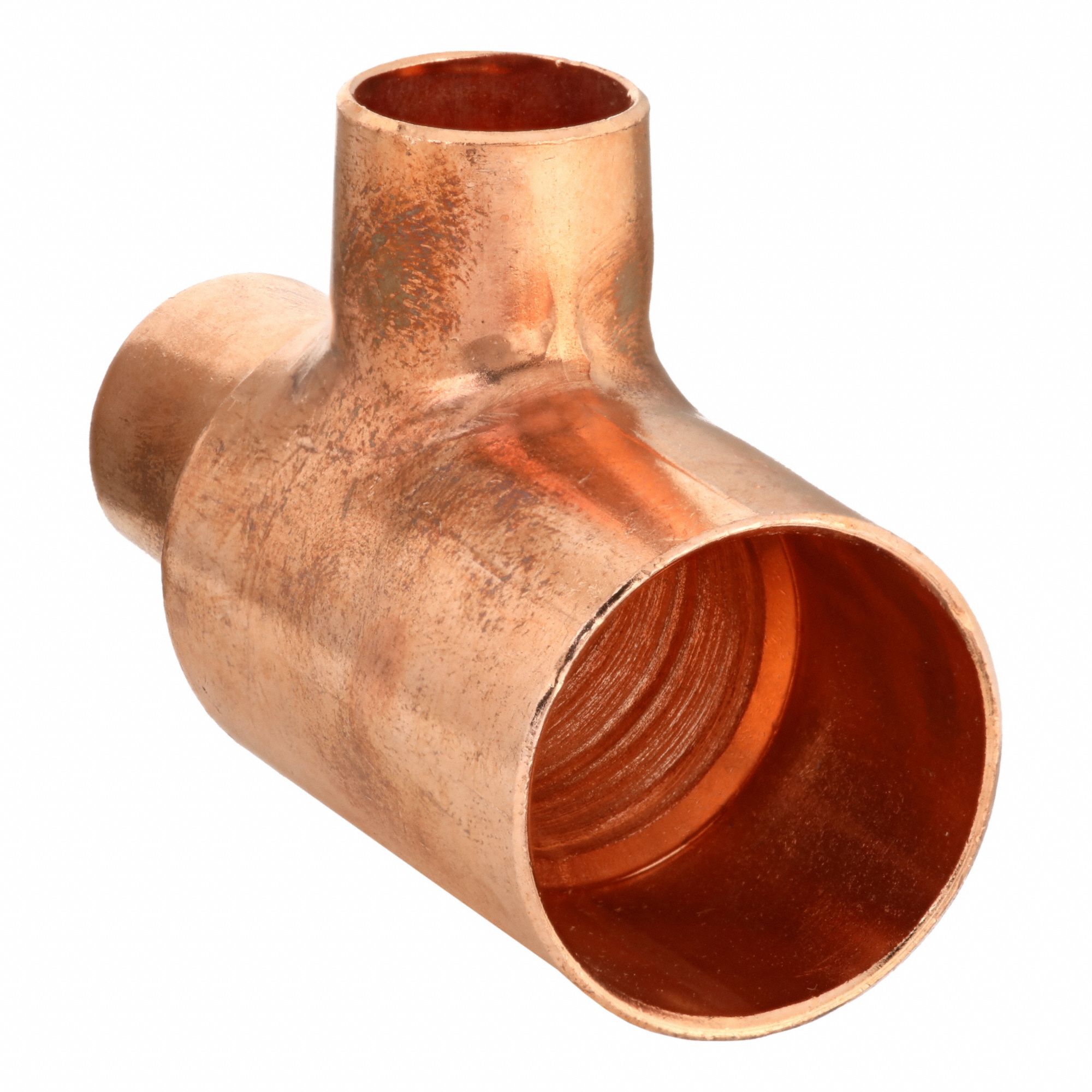 Sweat Fitting Tee: 1 1/2 in CTS x 1 1/4 in CTS x 1 1/4 in CTS, Cup x Cup x Cup, Wrot Copper