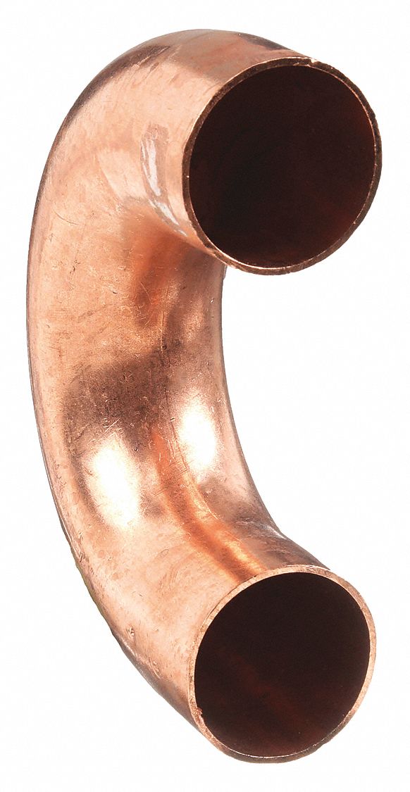 Sweat Fitting Elbow: 1 1/2 in CTS x 1 1/2 in CTS, Cup x FTG, Wrot Copper