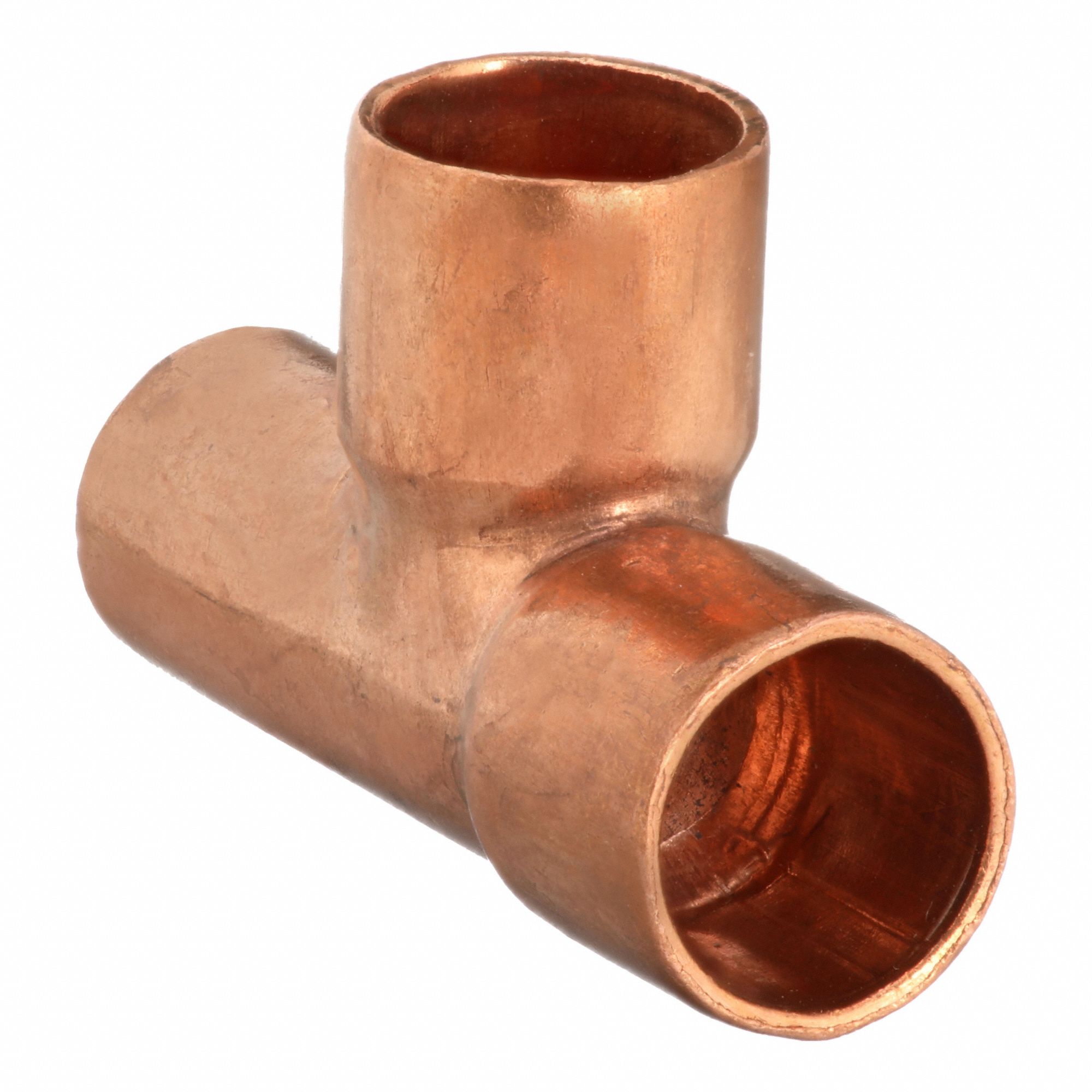 Sweat Fitting Tee: 1/4 in CTS x 5/16 in CTS x 1/4 in CTS, Cup x Cup x Cup, Wrot Copper
