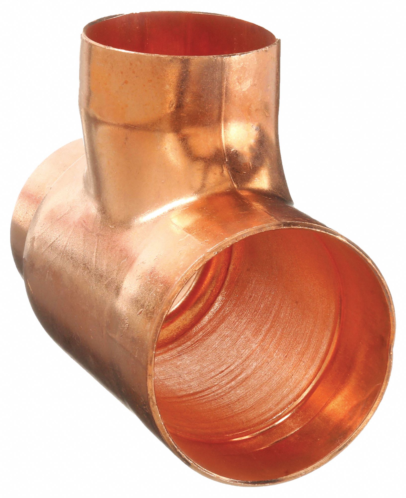 Sweat Fitting Tee: 2 in CTS x 1 1/2 in CTS x 1 1/2 in CTS, Cup x Cup x Cup, Wrot Copper