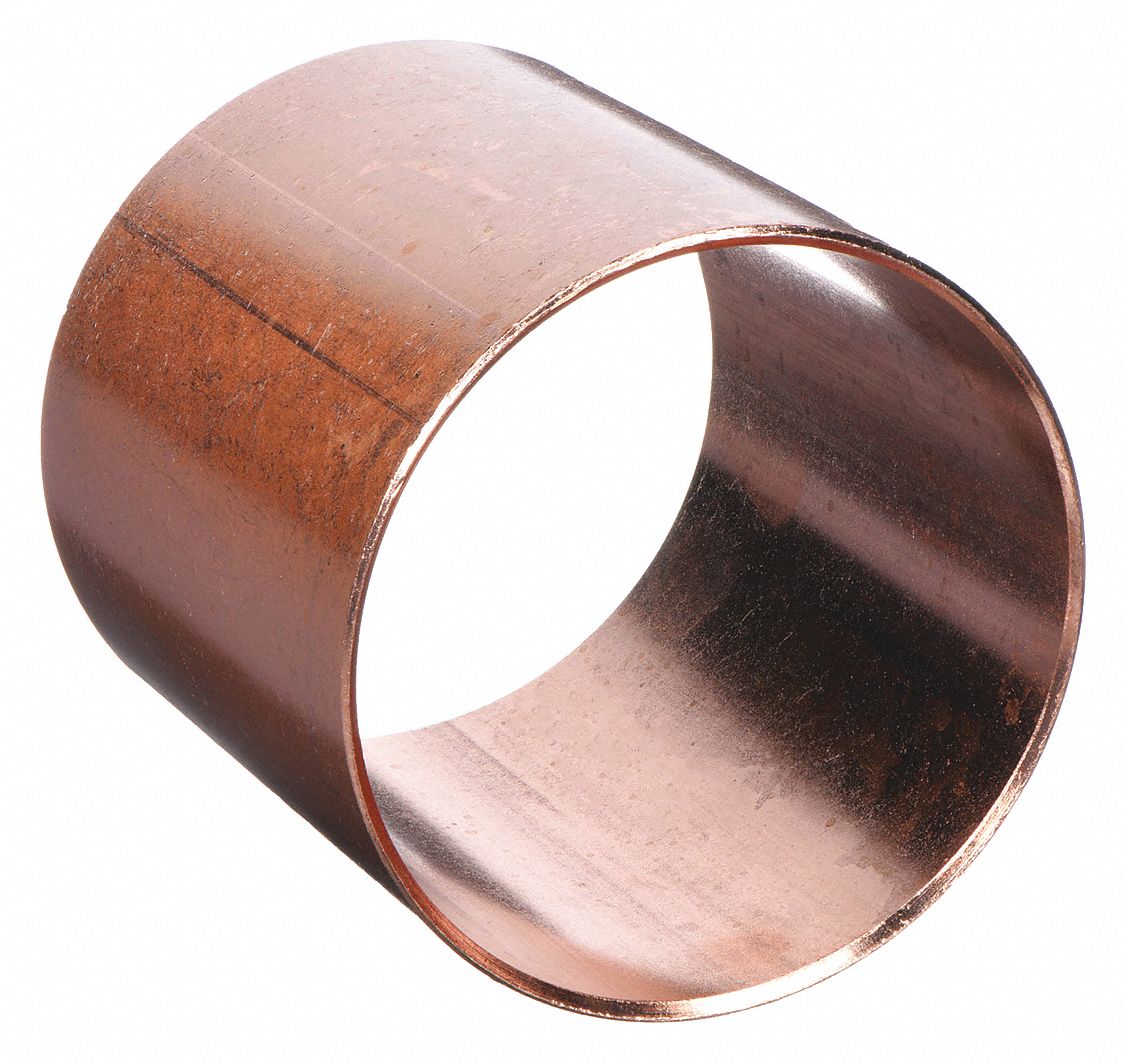 Sweat Fitting Coupling: 4 in CTS x 4 in CTS, Cup x FTG, Dimple Center Stop, Wrot Copper